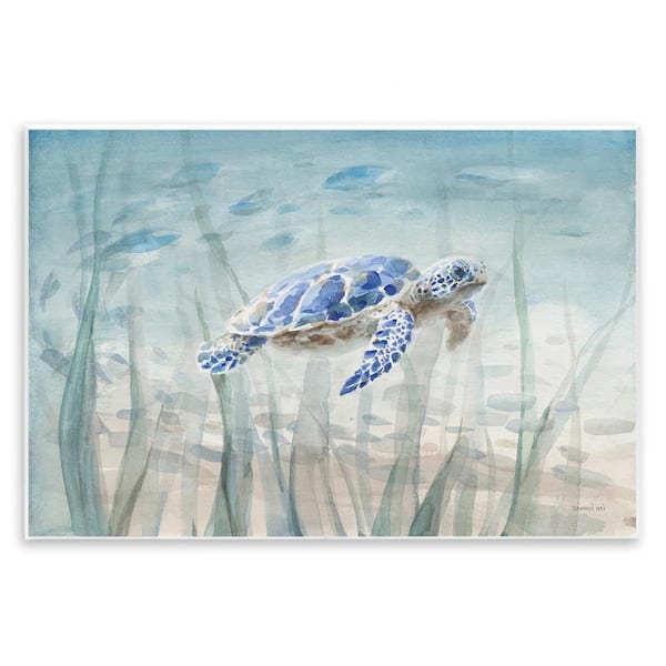 Undersea Turtle Swim by Danhui Nai Unframed Animal Graphic Art Print 13 in. x 19 in.
