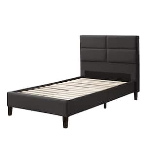 Bellevue Dark Grey Fabric Twin/Single Wide-Rectangle Panel Upholstered Bed