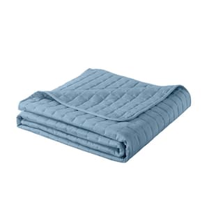 Velvet Trim Blue Fog Microfiber King Blanket