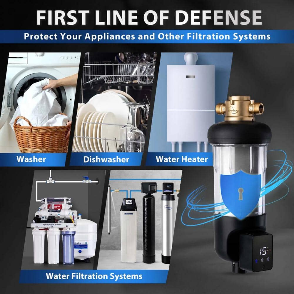 iSpring Jumbo Brass and Clear Sediment Water Filter with Touch-Screen