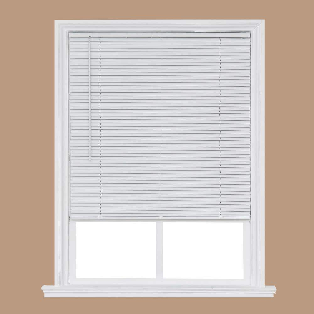 Home Basics White Cordless 1 In Room Darkening Vinyl Mini Blind 19 In   White Home Basics Vinyl Mini Blinds Ccdrd2464 19 64 1000 