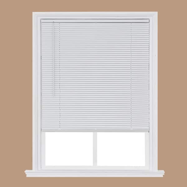Home Basics White Cordless 1 in. Room Darkening Vinyl Mini Blind 54-1/4 in. W x 64 in. L