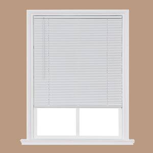 Home Basics White Cordless 1 In Room Darkening Vinyl Mini Blind 59 In W X 64 In L Ccdrd6064 59 The Home Depot