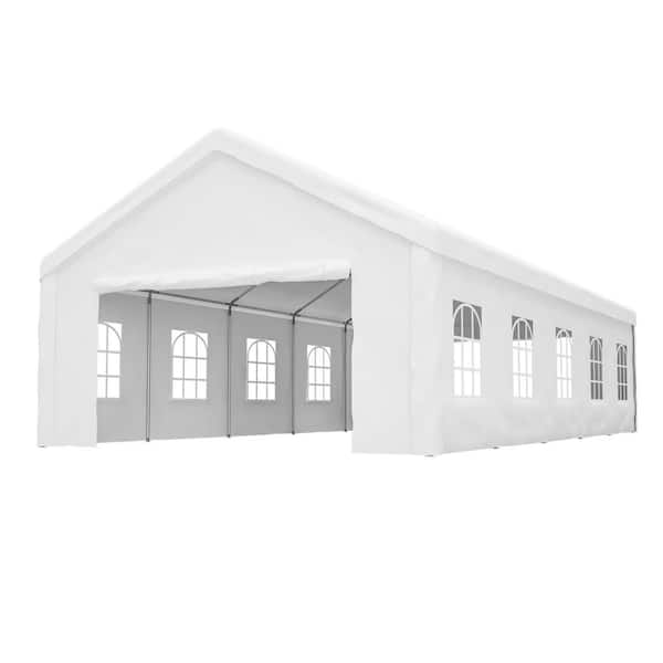 16 ft. x 32 ft. White Party Tent and Carport with Removable Sidewalls and Windows