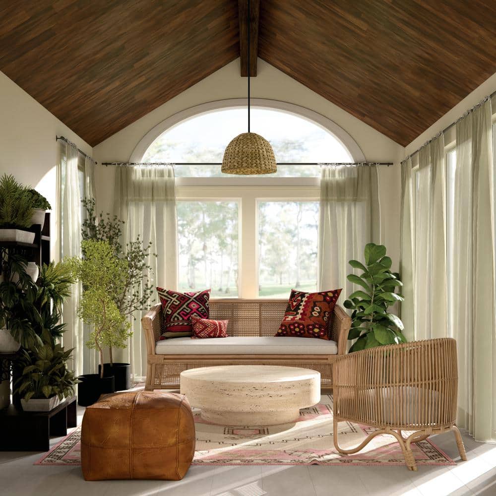 Raffiana Black and Natural Rattan Dome Pendant Light