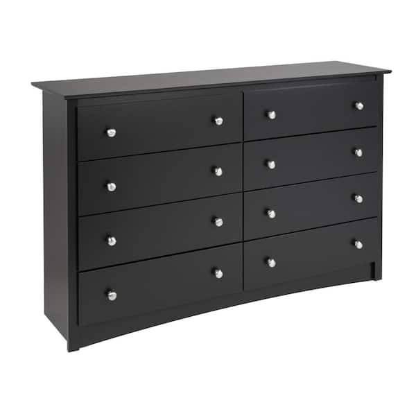 Prepac Sonoma 8-Drawer Black Dresser 36.25 in. H x 59 in. W x