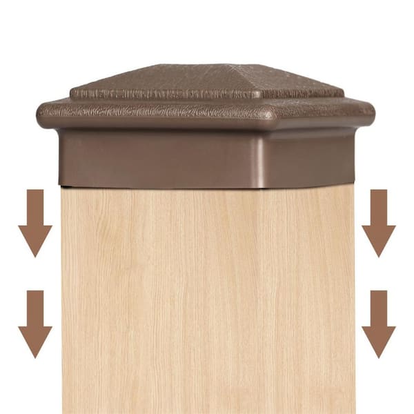 Angel Sar 3.5 in. x 3.5 in. Brown Wood Fence Post Caps, Keep Post from Cracking and Rotting (4-Pack)