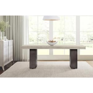 Abbey 87 in. Rectangle Grey Oak Wood Top with Concrete Frame (Seats 8)