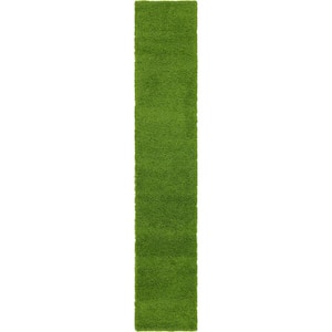 Solid Shag Grass Green 13 ft. Runner Rug