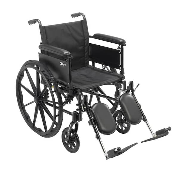 Drive Medical Cruiser X4 Lightweight Dual Axle Wheelchair with Adjustable Detachable Arms, Full Arms and Elevating Leg Rests
