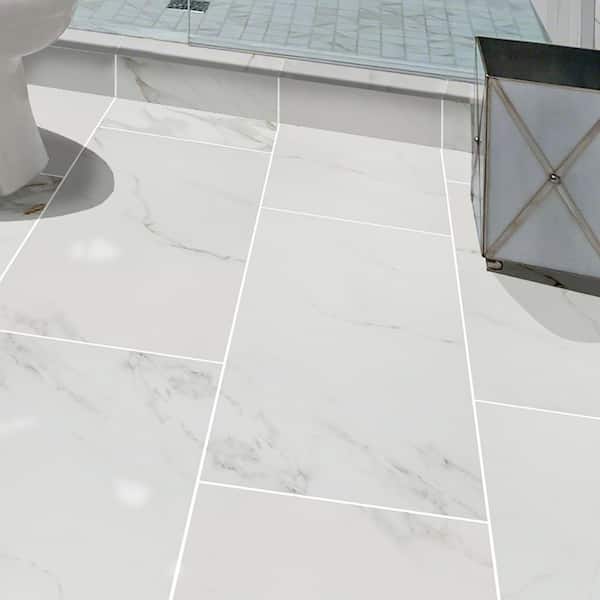Polished Porcelain Floor And Wall Tile, 2×4 Carrara Marble Tile