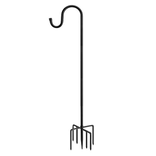 Outdoor Shepherds Hook 72 in. Heavy Duty Garden Pole with 7 Base Prongs for Hanging Lanterns Plants Bird Feeder