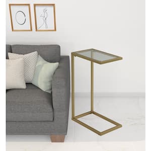 Charlie 10 in. Gold Rectangle Glass End Table