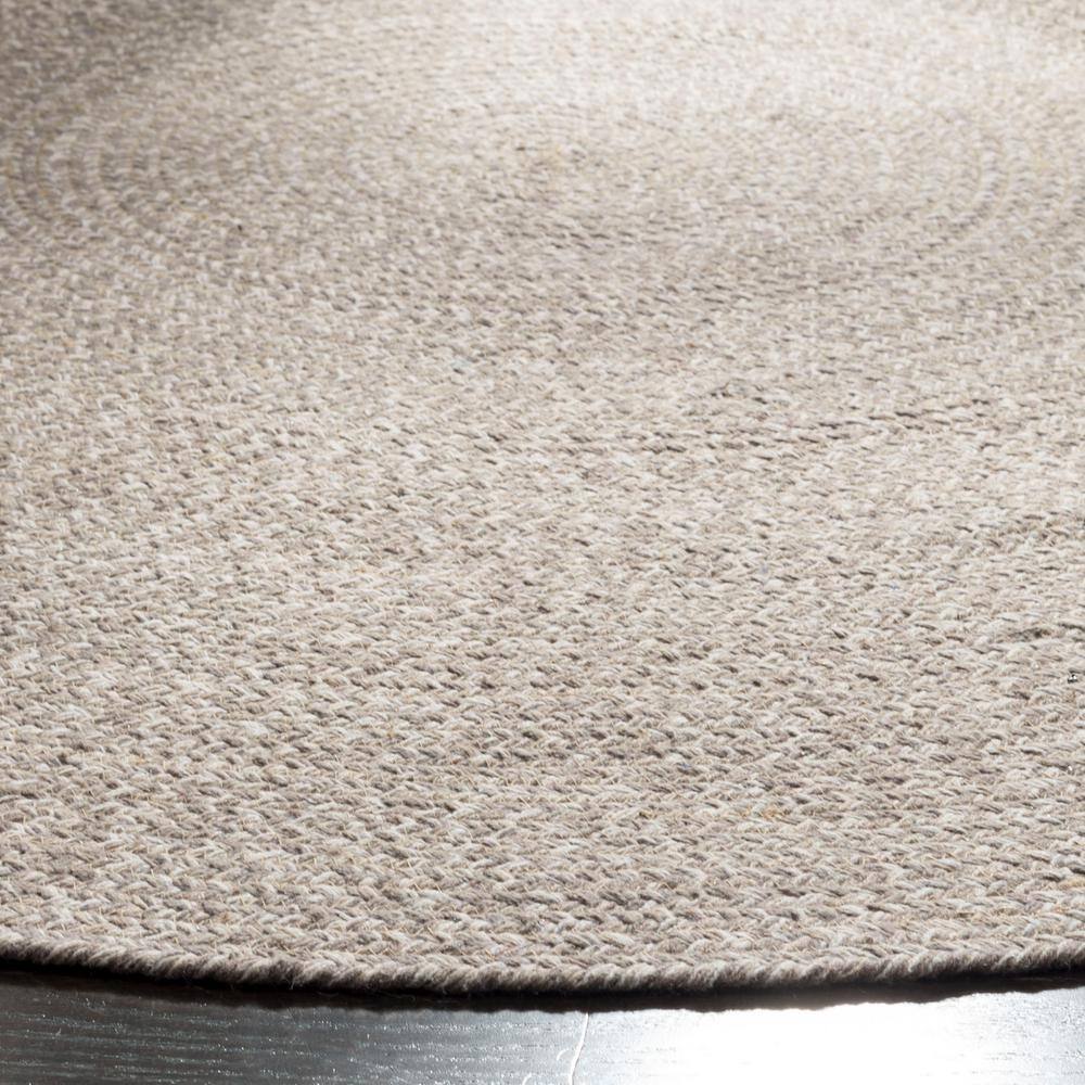 Handwoven Ivory & Beige Braided Cotton Round Rug - 7ft Diameter