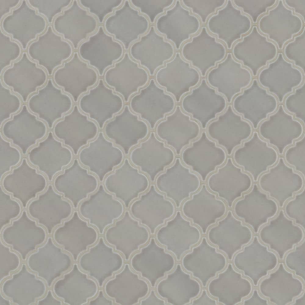 Dove Gray Arabesque 11 in. x 15 in. Glossy Ceramic Mesh-Mounted Mosaic Wall Tile (11.7 sq. ft. / case) price history on PriceWatchPro