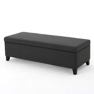 Dark Gray 50.5 in. Fabric Storage Bedroom Bench with Solid Birch Legs