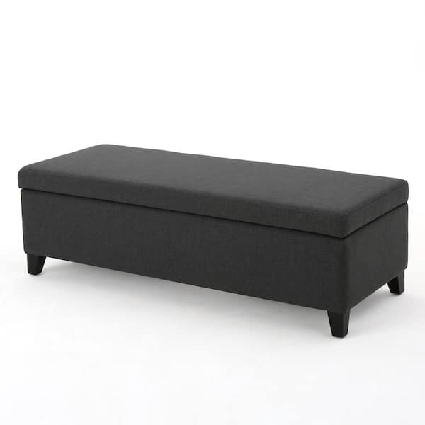 CHRISTOPHER KNIGHT HOME Dark Gray 50.5 in. Fabric Storage Bedroom Bench with Solid Birch Legs