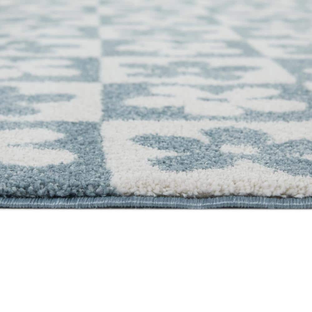 Ambrose Light Blue Floral Rectangular Kids' Synthetic Area Rug