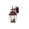 Wexford Collection 3-Light Burled Walnut Outdoor Wall Lantern Sconce