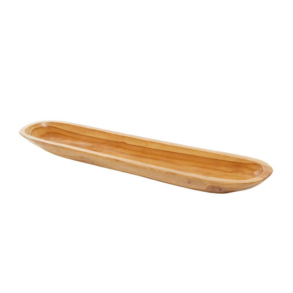 Handmade Teak Wood Live Edge Oval Serving Tray
