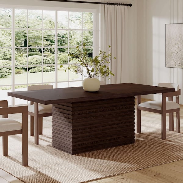 Echo Espresso Wood 84 in. W Rectangle Pedestal Dining Table Seat-6