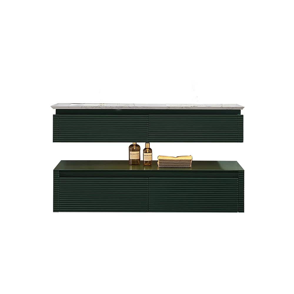 48 in. W x 21 in. D x 20 in. H Green Floating Bath Vanity with White Engine