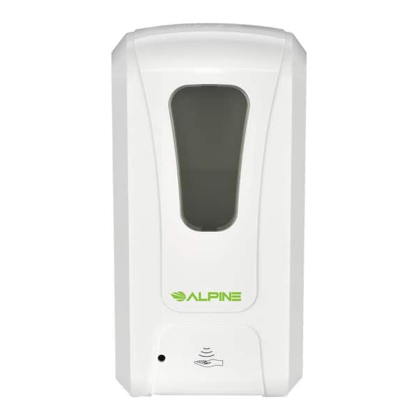 Alpine Industries 1200 ml. Wall Mount Automatic Soap and Gel Hand Sanitizer Dispenser in White