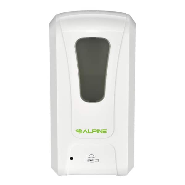 Alpine Industries 40 oz. Wall Mount Automatic Liquid Soap and Hand Sanitizer Dispenser in White
