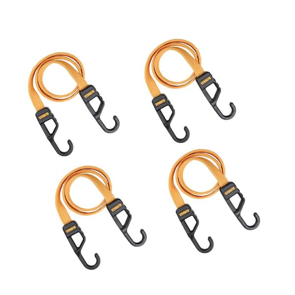 36 in. Flat Bungee Straps with Interlock Coated Metal Hooks, 4-Pack