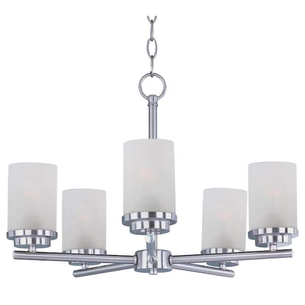 Corona 5-Light Satin Nickel Chandelier with Frosted Shade