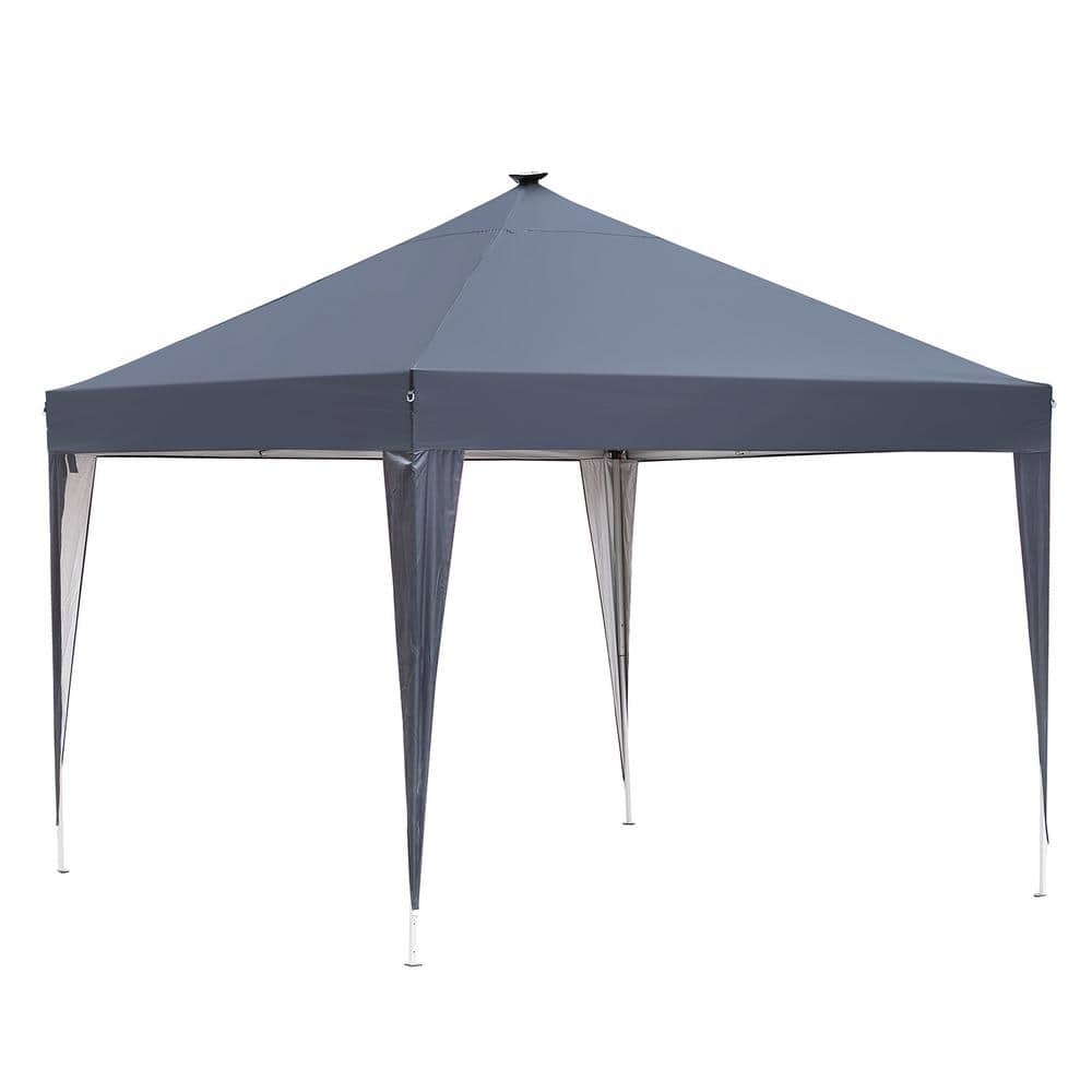 9.8 ft. x 9.8 ft. Outdoor Canopy Tent In Black Thicker Oxford Cloth Adjusta