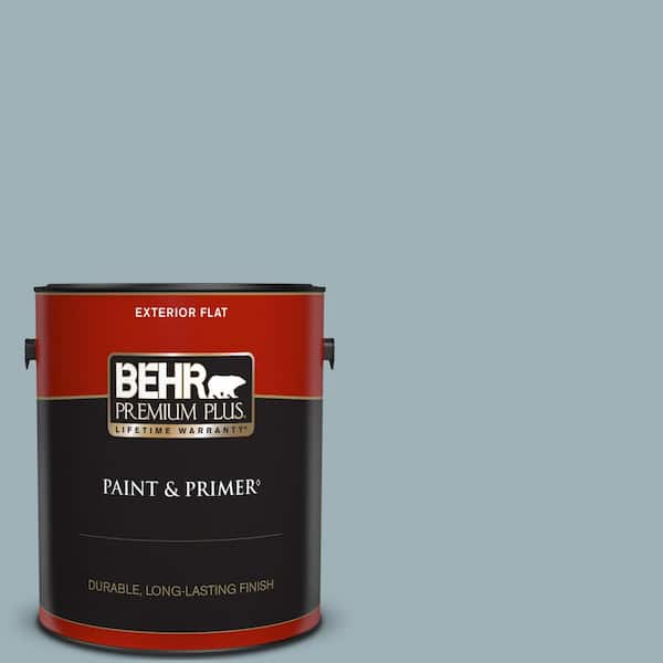 BEHR PREMIUM PLUS 1 gal. #540E-3 Blue Fox Flat Exterior Paint & Primer