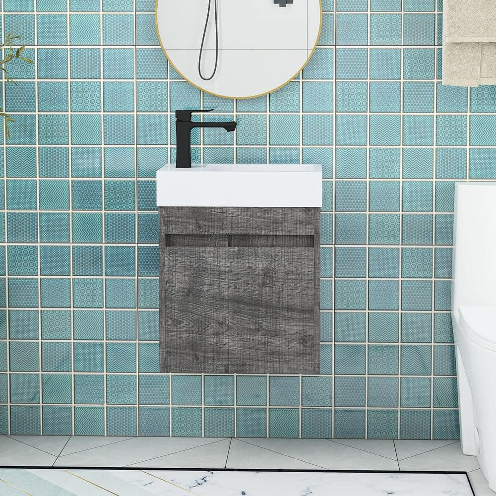 18 in. W x 10 in. D x 23 in. H Single Sink Wall Mounted Bath Vanity Set in 