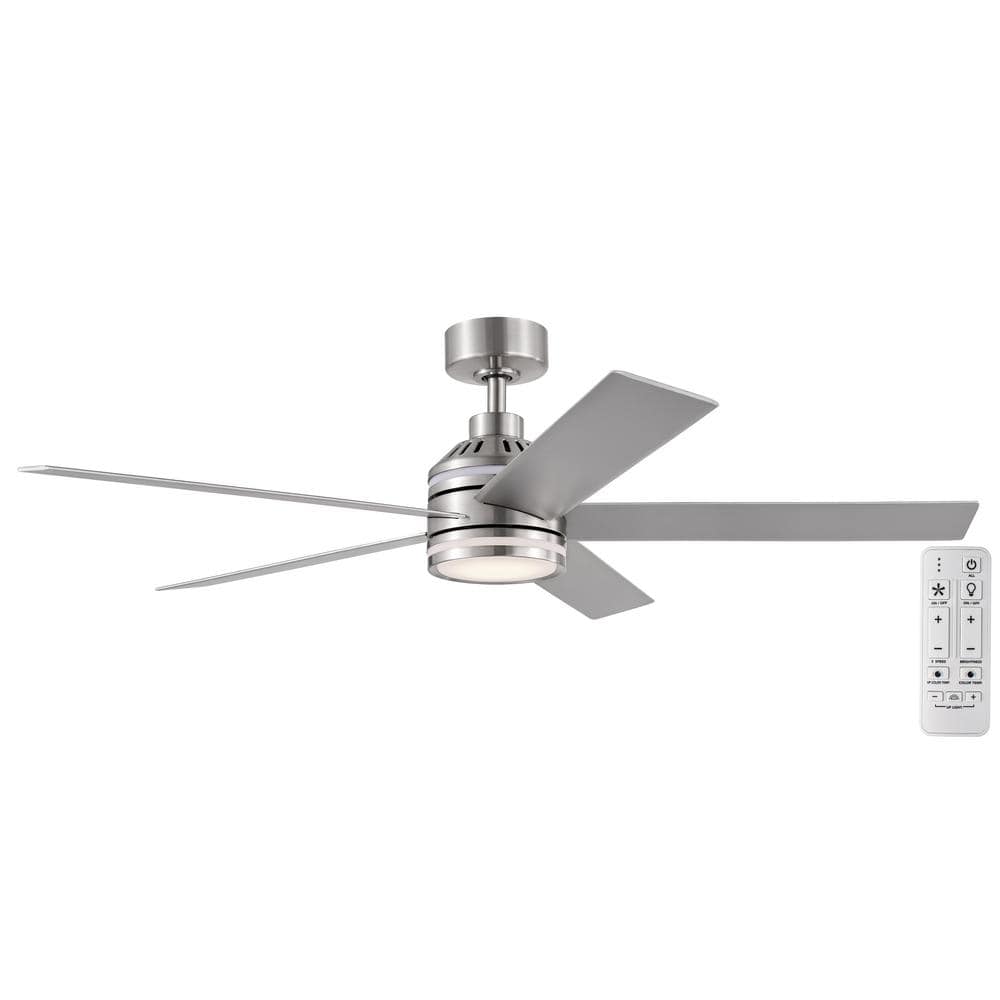 Hampton Bay Ashburrow 52 in. Indoor Brushed Nickel Ceiling Fan with ...