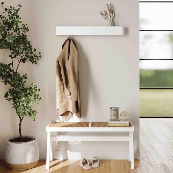 Hide Coat Rack White Wall-Mounted Coat Rack with 8 Hidden Hooks TG-D6-CR1WE - The Home ...