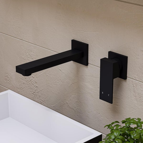 ALFI BRAND Single-Handle Wall Mounted Bathroom Faucet in Black Matte