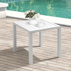 Aluminum 15.7 in. Square Outdoor End/Side Table in White