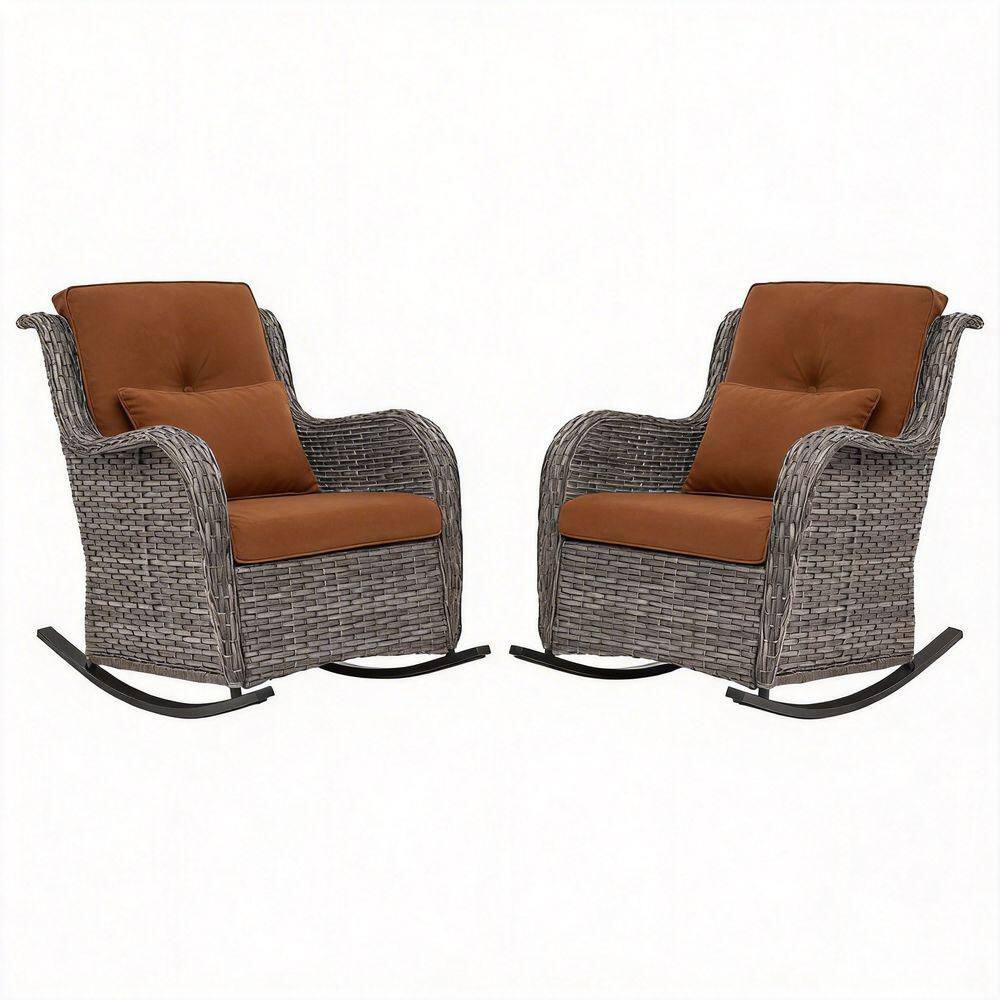 Brown Swivel Wicker Patio Rocking Chair Set of 2 price history on PriceWatchPro