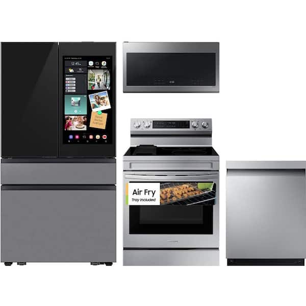 23 cu. ft. Bespoke Counter Depth 4 Door French Door Refrigerator with 5 Element Smart Electric Range and Diswasher