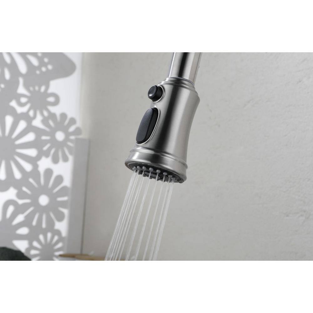 High Arc Brushed Nickel Single Handle Kitchen Faucet with Pull-out Spray