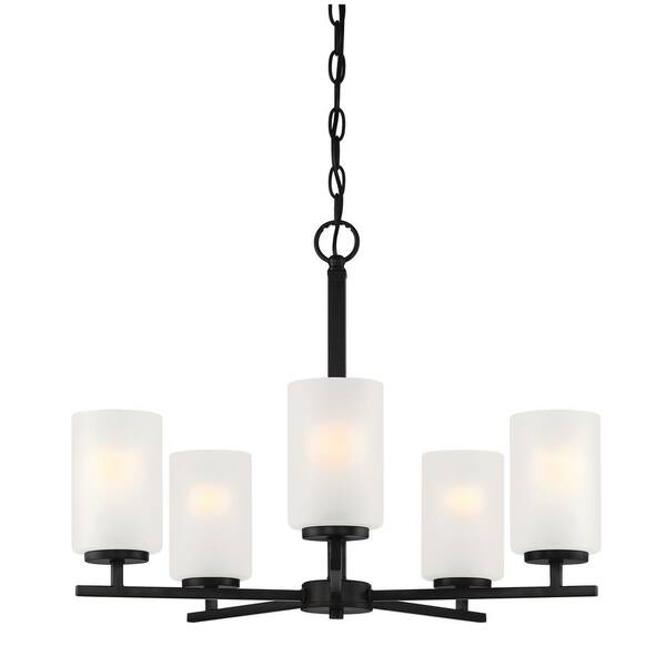 Carmine 5-Light Matte Black Modern Sputnik Chandelier for Dining Areas with No Bulbs Included
