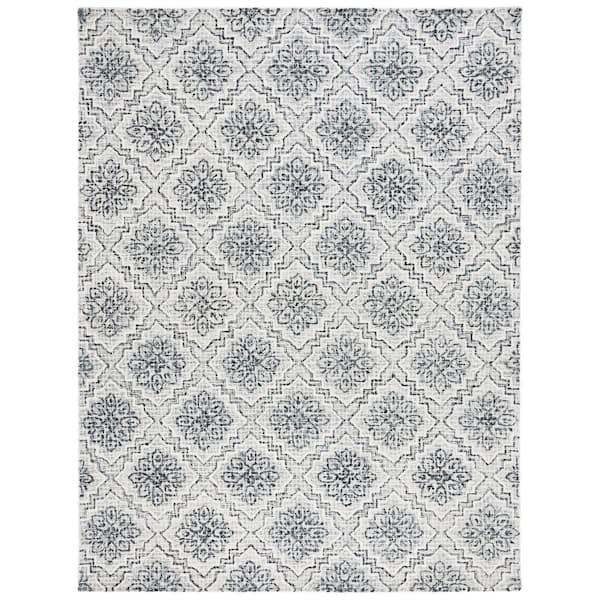 SAFAVIEH Abstract Dark Blue/Gray 8 ft. x 10 ft. Diamond Floral Area Rug