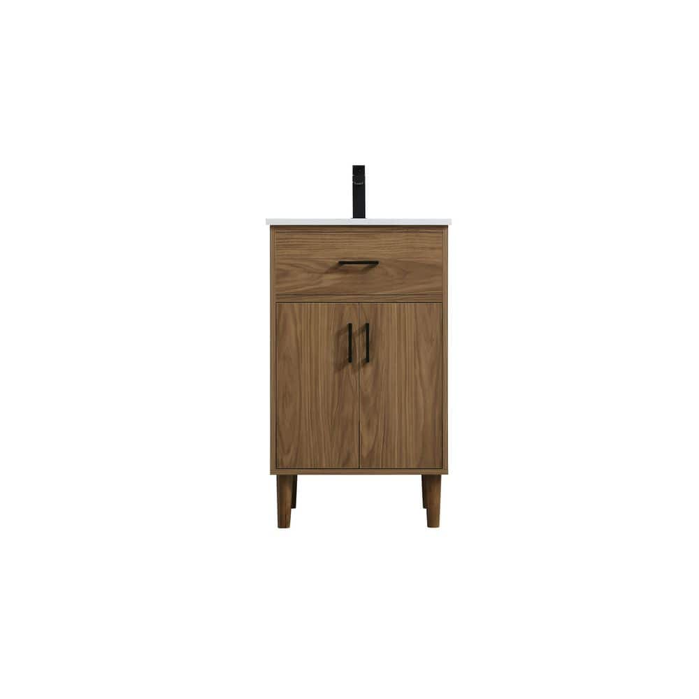 20 in. Single Sink Walnut Brown Bath Vanity with White Engineered Marble Top price history on PriceWatchPro