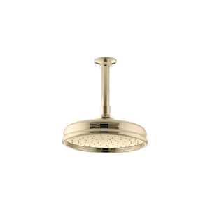 1-Spray Patterns 8 in. Ceiling Mount Rain Fixed Shower Head in Vibrant French Gold