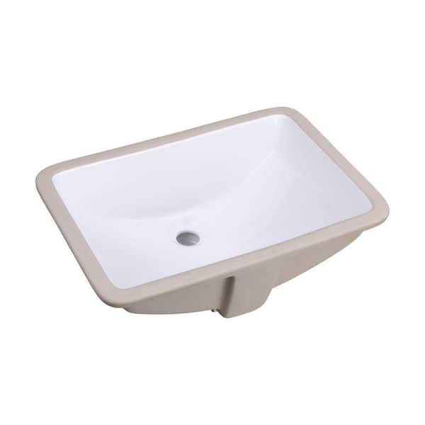 Rhythm Series 20 in. Rectangular Undermount Single Bowl Bathroom Sink in White