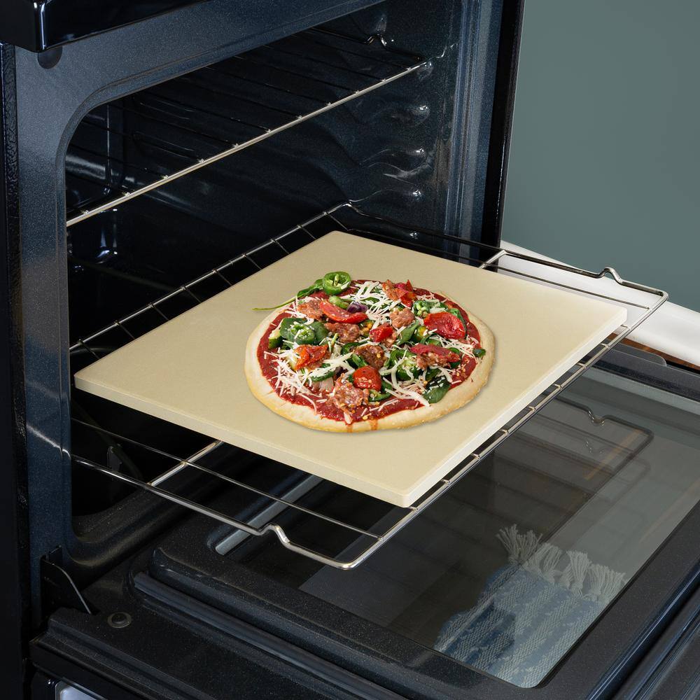 Old Stone Beige Cordierite Rectangle Pizza Stone, 14x16-Inch