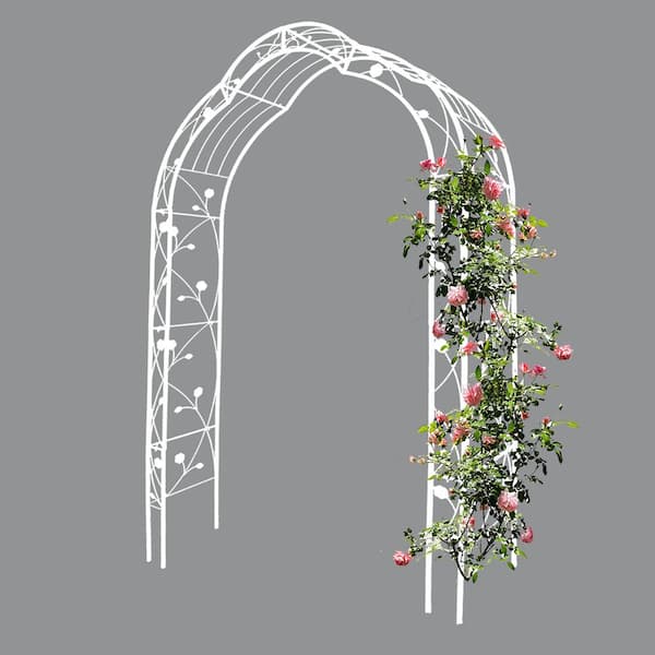 Unbranded 98 in. x 15 in. White Metal Garden Arch Arbor Trellis Climbing Plants Support Outdoor Wedding Party Arch with 8 Styles