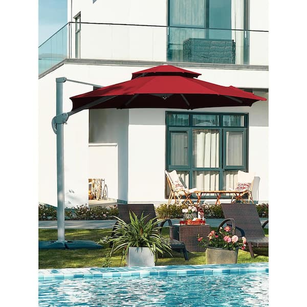 JEAREY 10 ft. Aluminum Cantilever Umbrella With Cover in Red