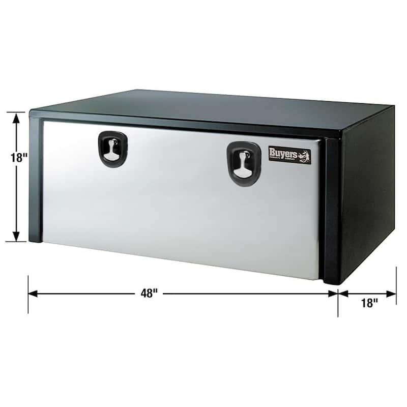 18 in. x 18 in. x 48 in. Gloss Black Steel Underbody Truck Tool Box with Stainless Steel Door