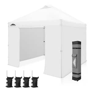 10 ft. x 10 ft. Commercial Ez Pop Up Canopy Tent Instant MarketPlace Canopies with 4 Zippered Removable Side Walls,White